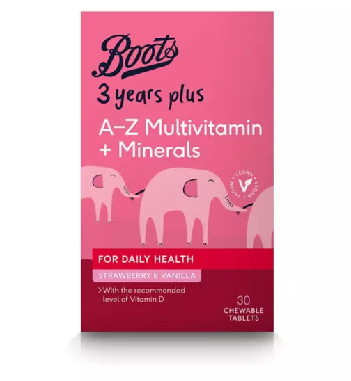 Boots uk kids Multivitamins + minerals 30 chewable Tablets strawberry