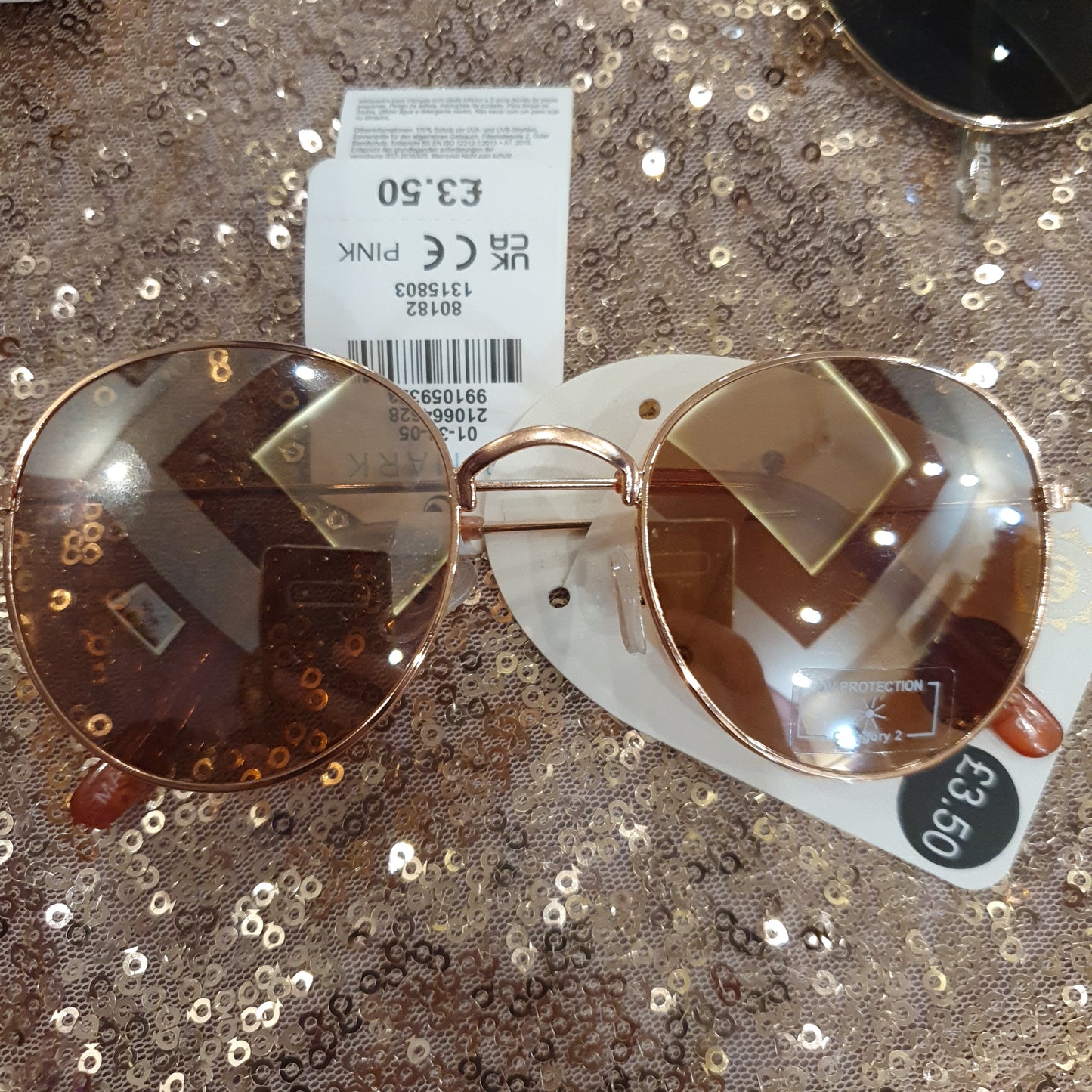 Primark women sunglasses rose gold metal