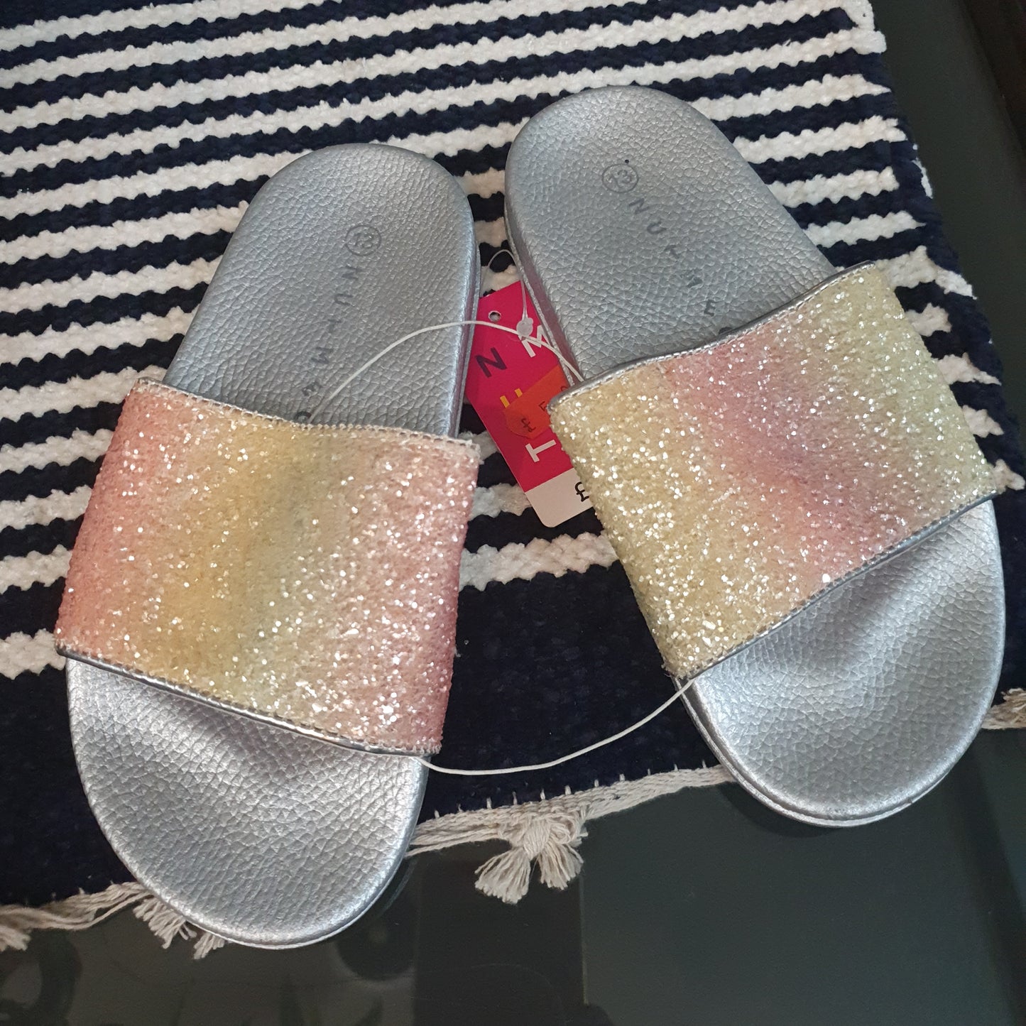 Nutmeg glitter slip ons shoes for girls size uk 13 euro 31 ,7.5 inches