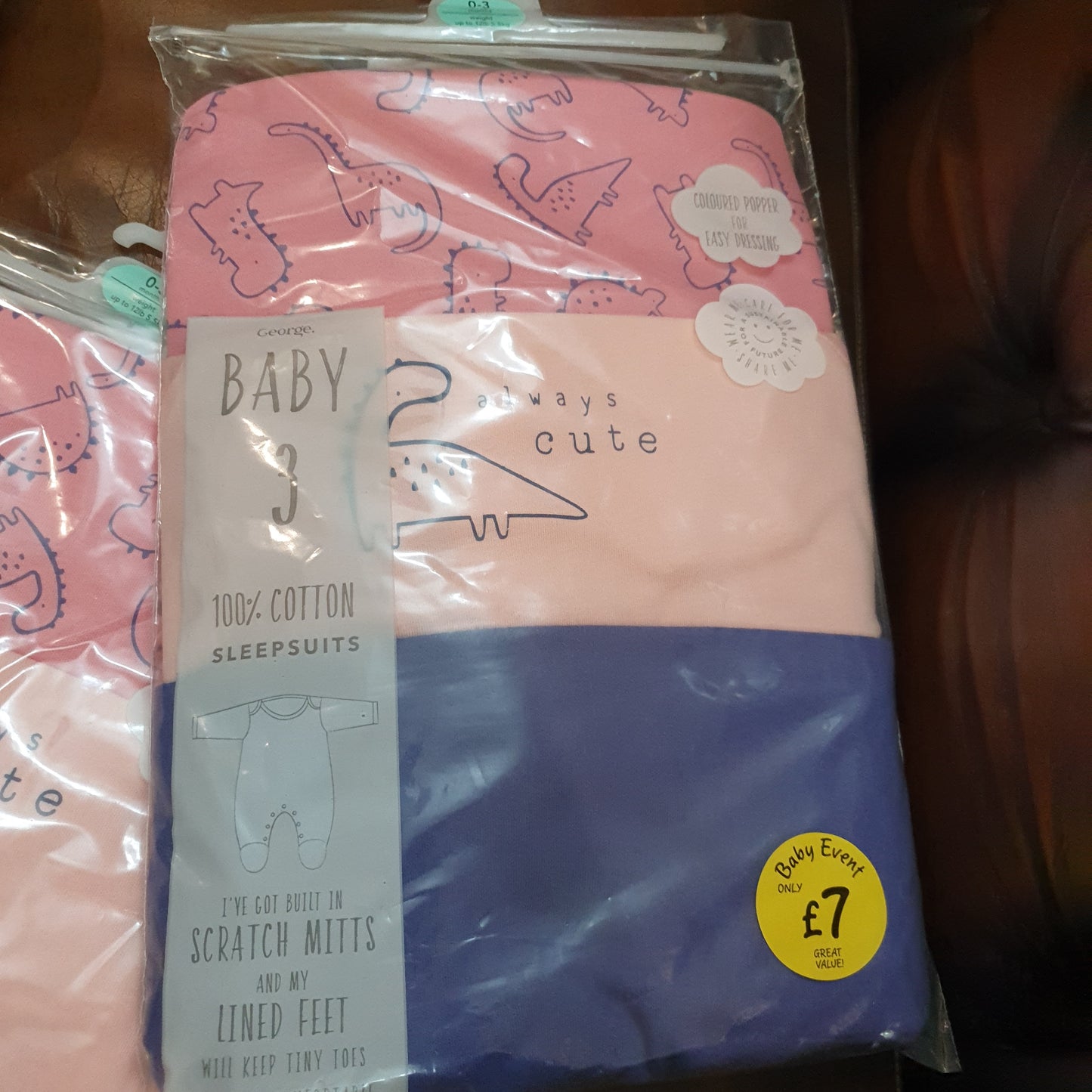 Geoege Baby set of 3 sleepsuits 100 % cotton