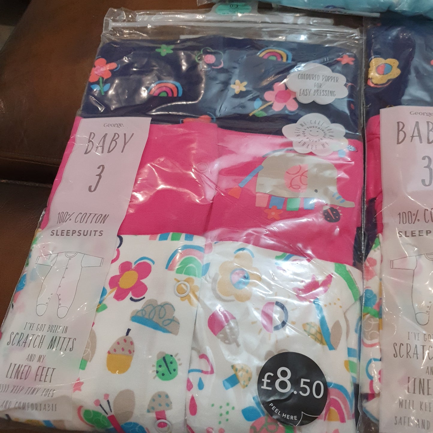 Geoege Baby set of 3 sleepsuits 100 % cotton