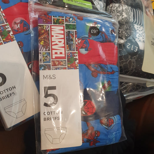 M&S uk marvel cotton briefs boys spiderman