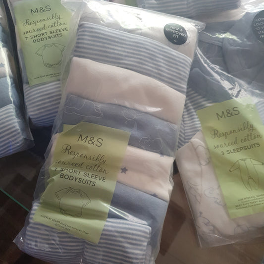 M&S Uk baby bodysuits cotton set of 7