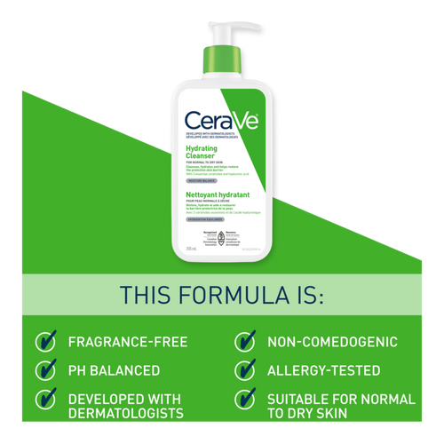 CeraVe 355ml Hydrating cleanser for normal-to-dry skin