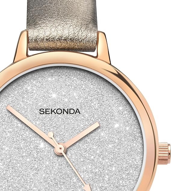 Sekonda Editions Womens 37mm Quartz Watch in Silver with Analogue Display, and Bronze PU Strap