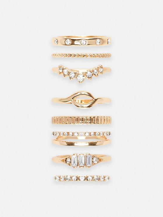 Primark 8 gold rings set large size