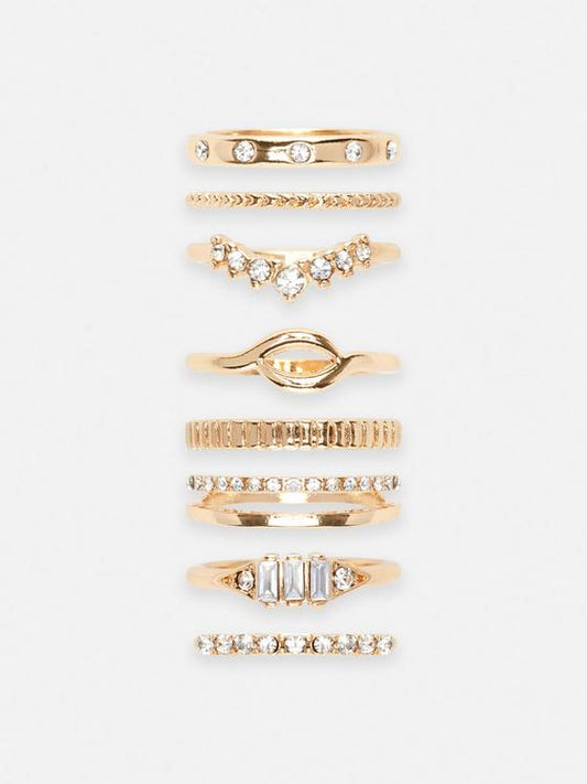 Primark 8 gold rings set large size