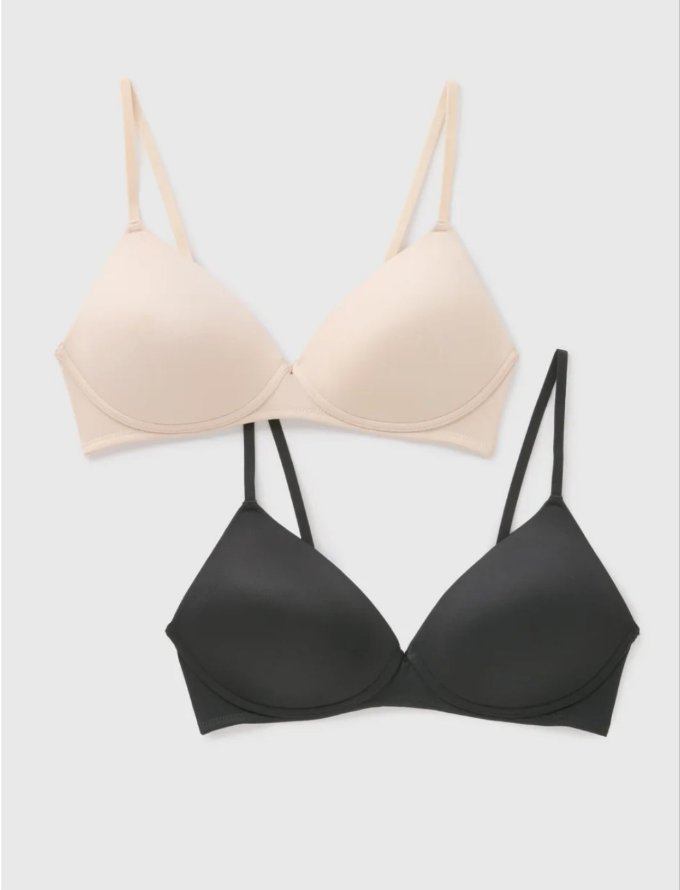 Matalan 2 Pack Black & Nude Non Wired padded