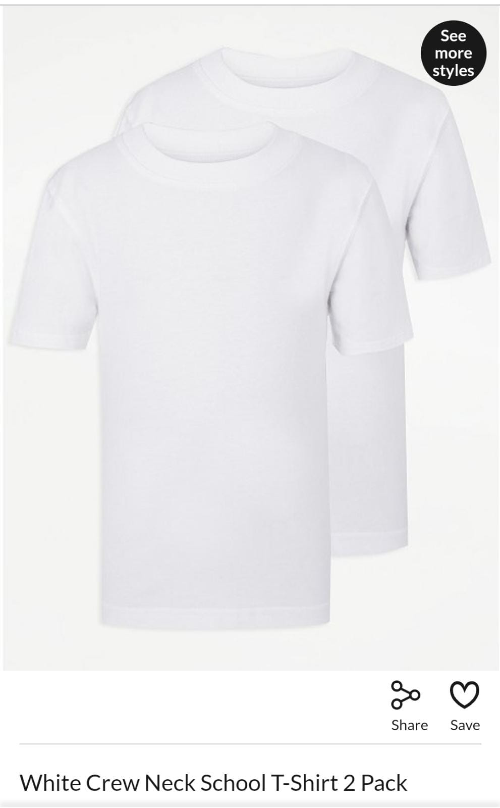 George Uk pack of 2 cotton white tshirts
