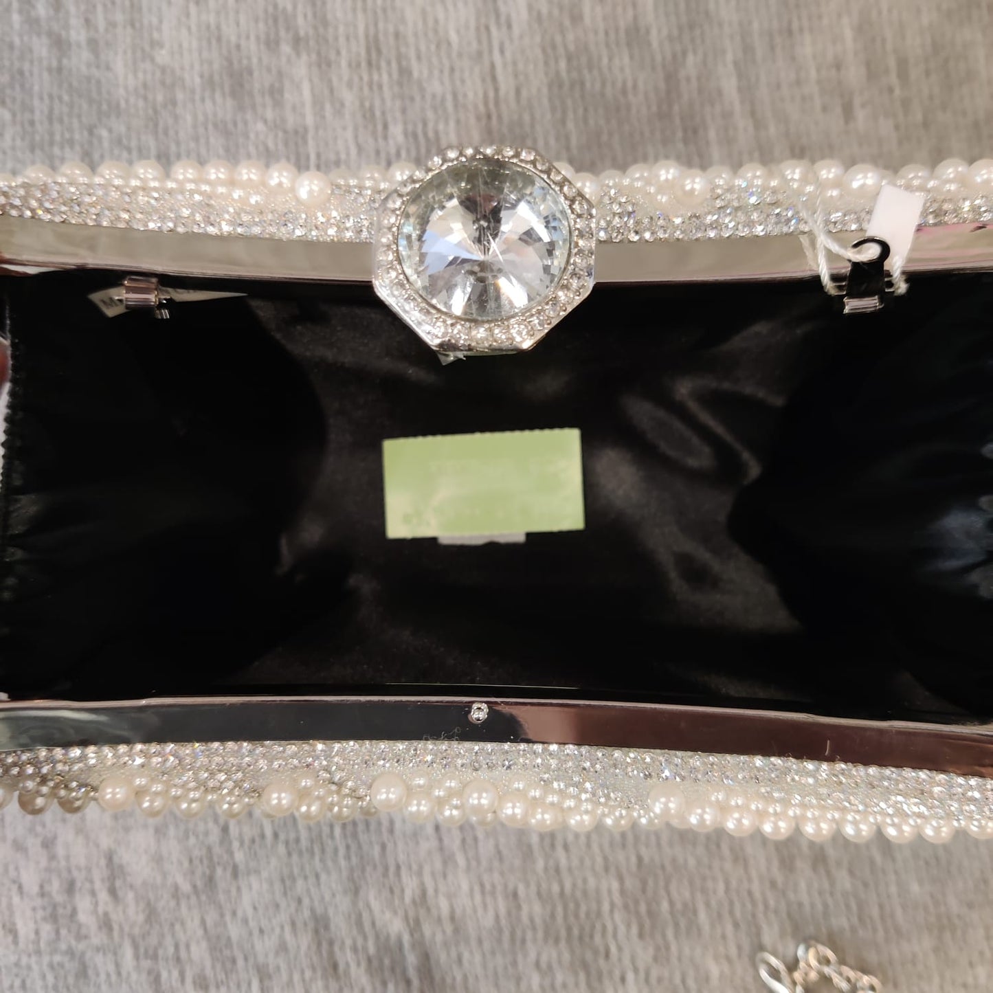 Koko fashion amazon Uk pearl diamante clutch bag with silver chain