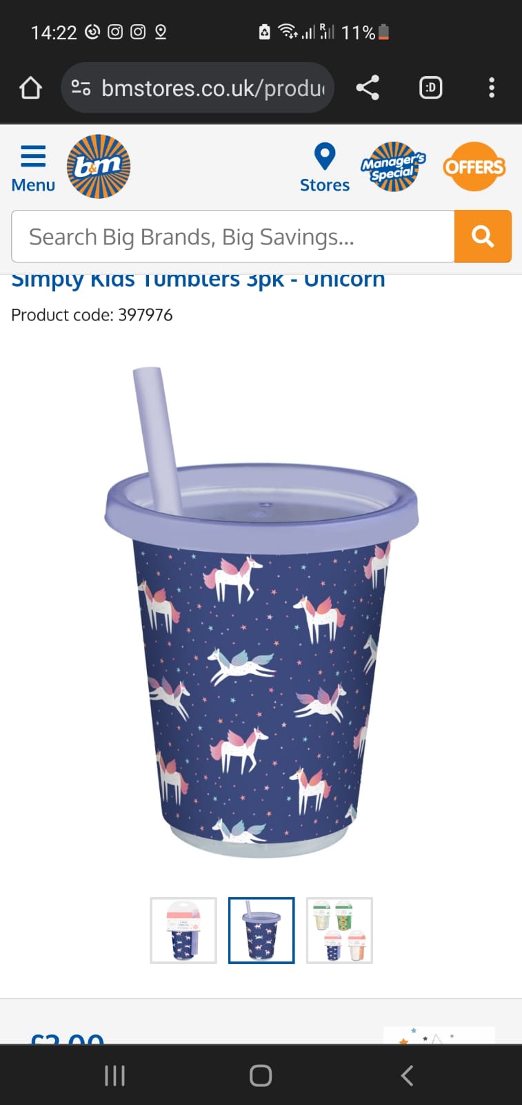 Bm bargains Uk kids glass with lid and straw