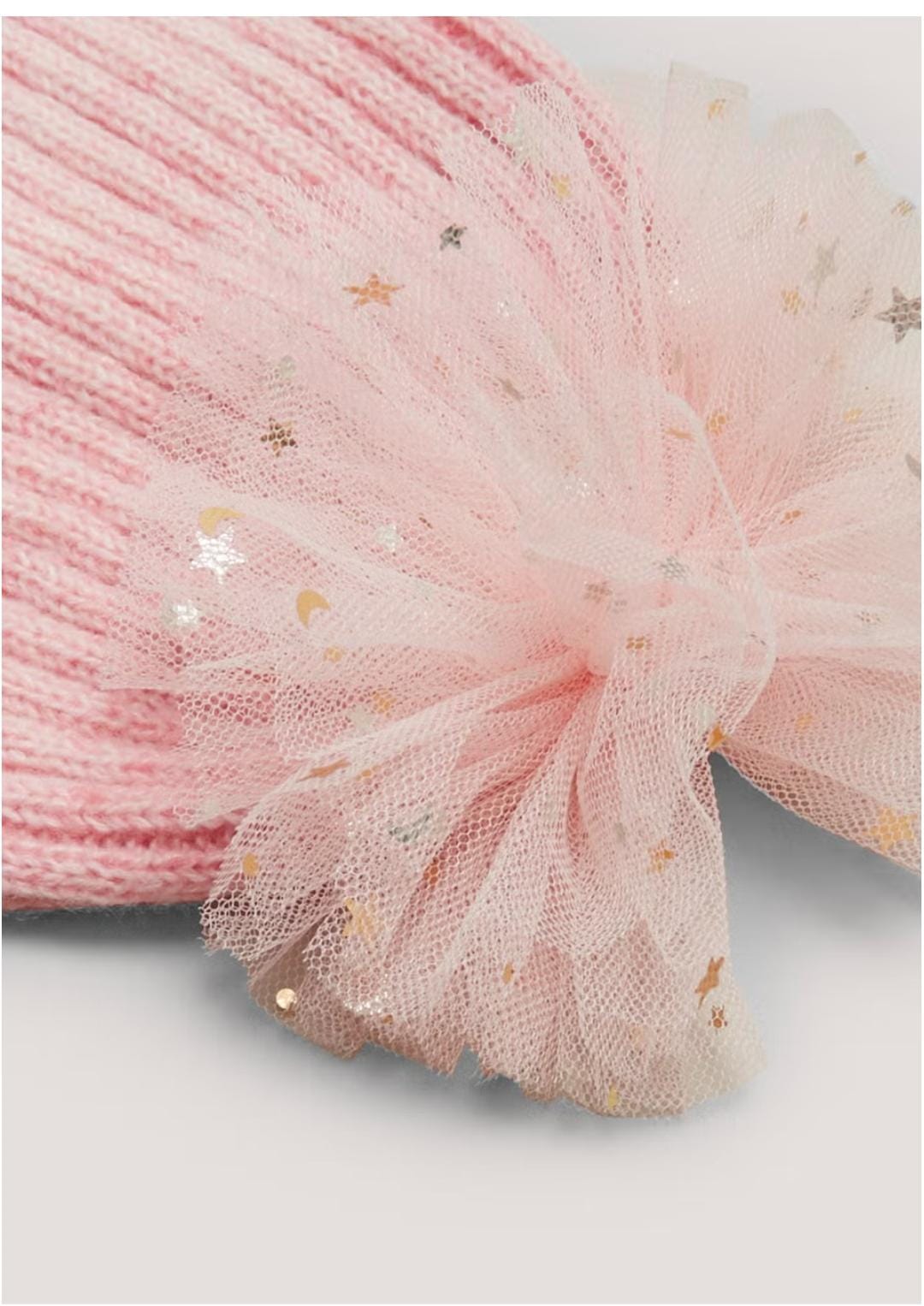 Kids Pink Pom Pom Beanie Hat (3-10yrs)