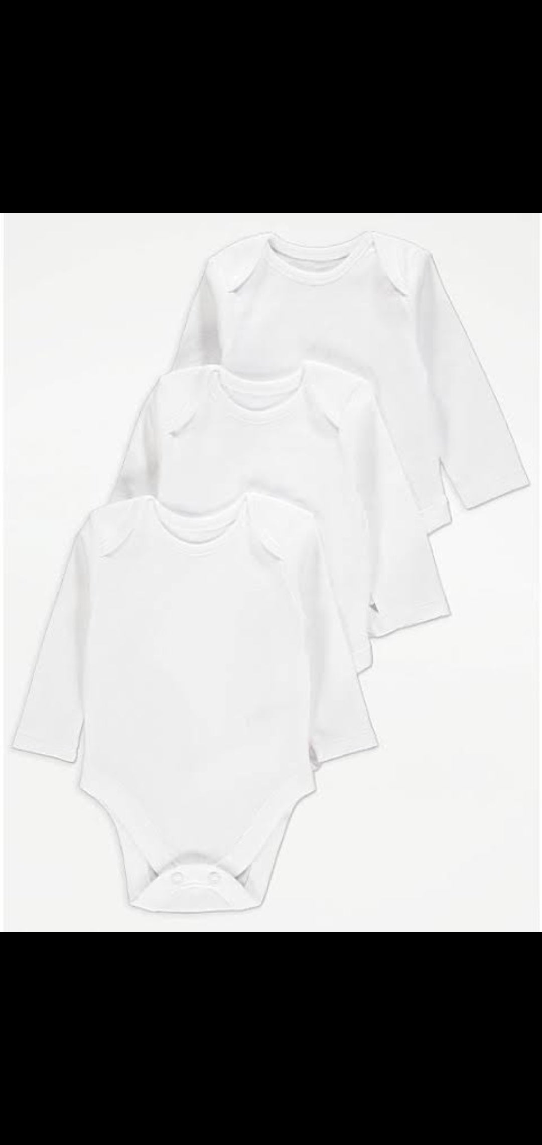 George Uk pack of 3 baby cotton bodysuits full sleeves