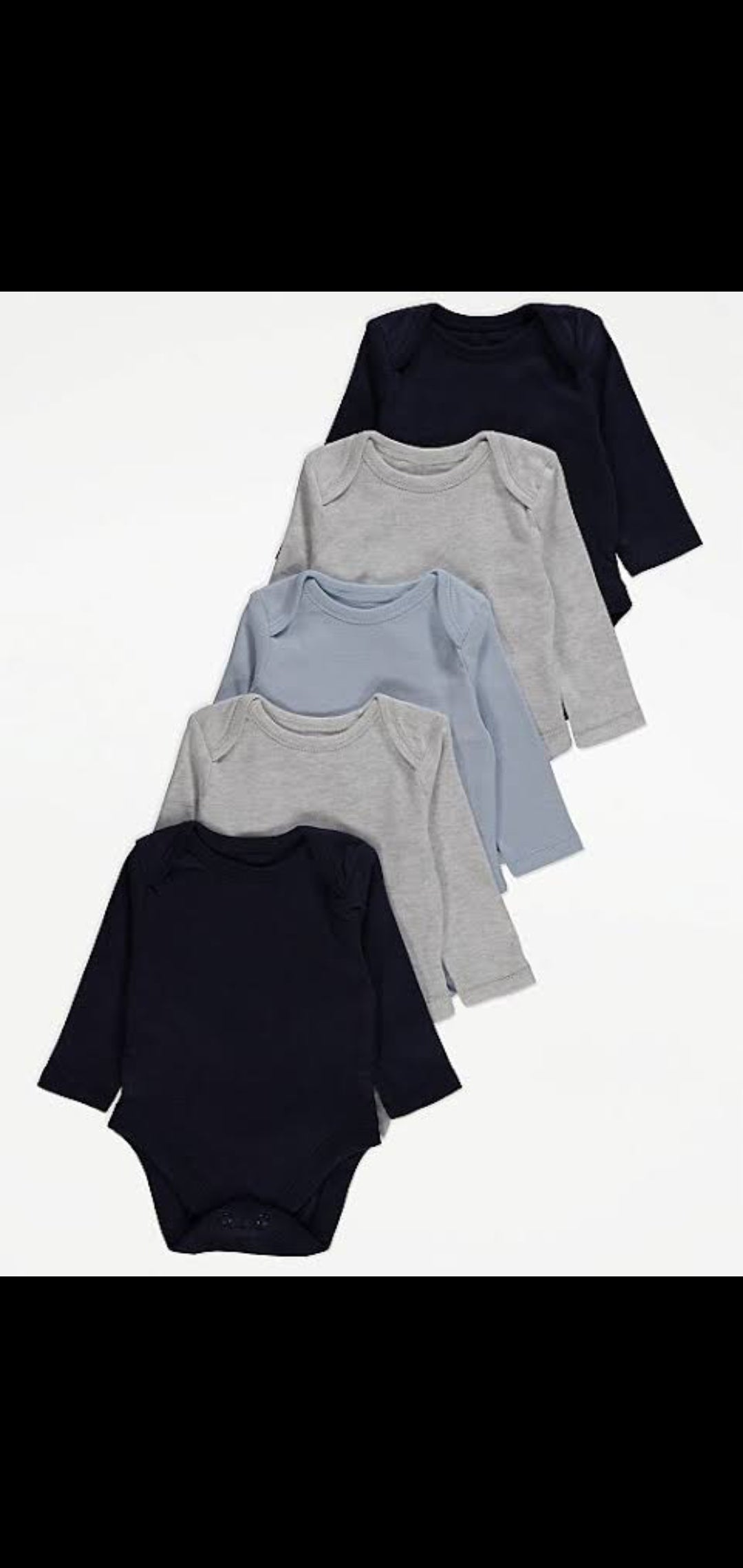 George Uk pack of 5 baby cotton bodysuits full sleeves