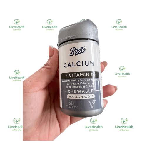 Boots Uk calcium with vitamin D 60 chewable Tablets expiry 7/26