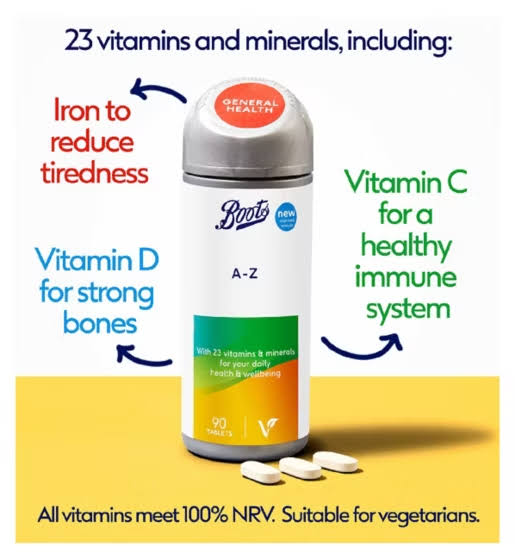 Boots uk Multivitamins A to z 90 tablets expiry 12/26
