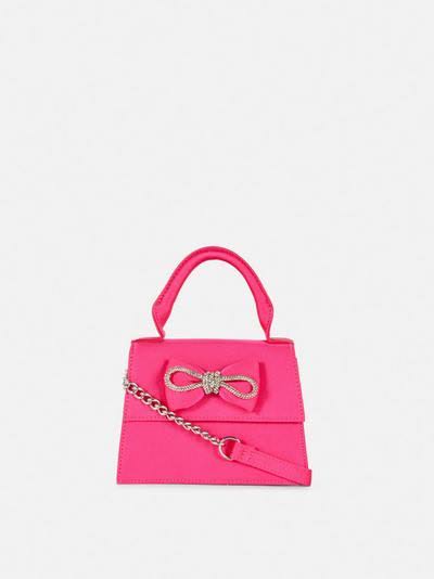 Primark pink rhinestones bow bag