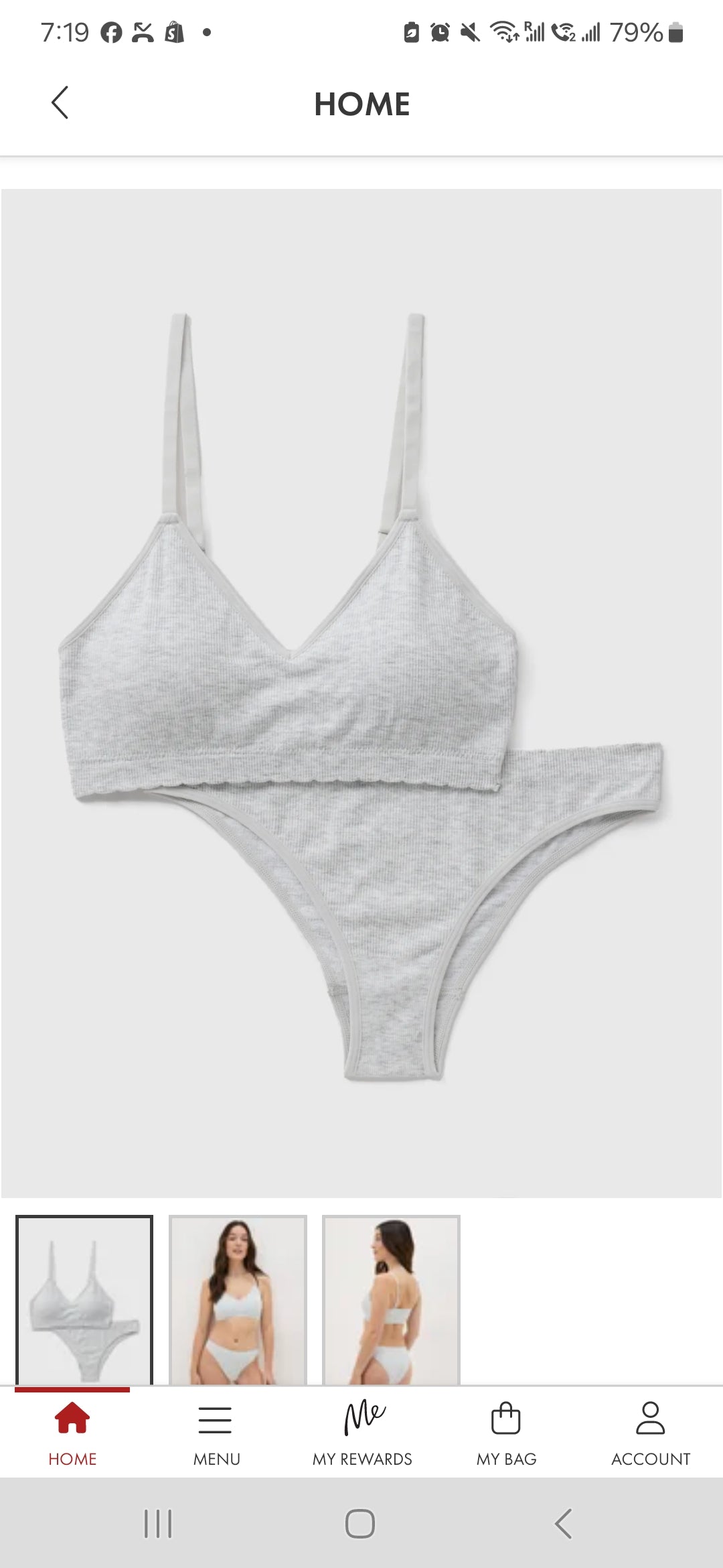 Matalan Grey Seamless Bra & Briefs Set