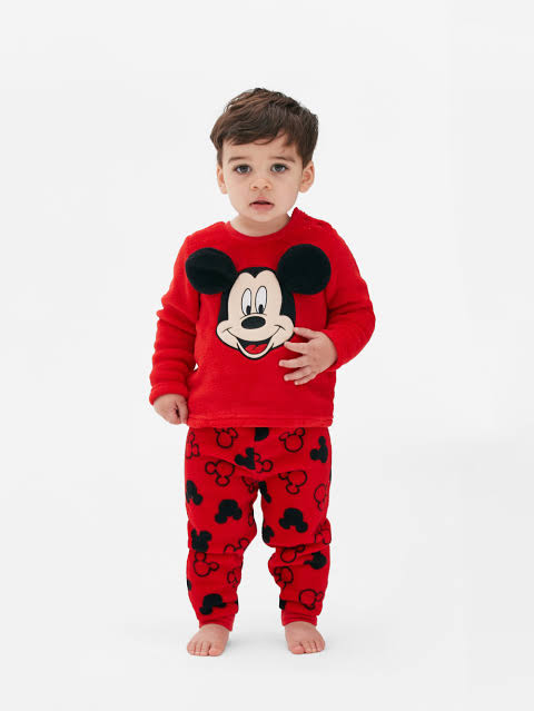 Primark Uk fleece top pyjama pj set Mickey mouse disney