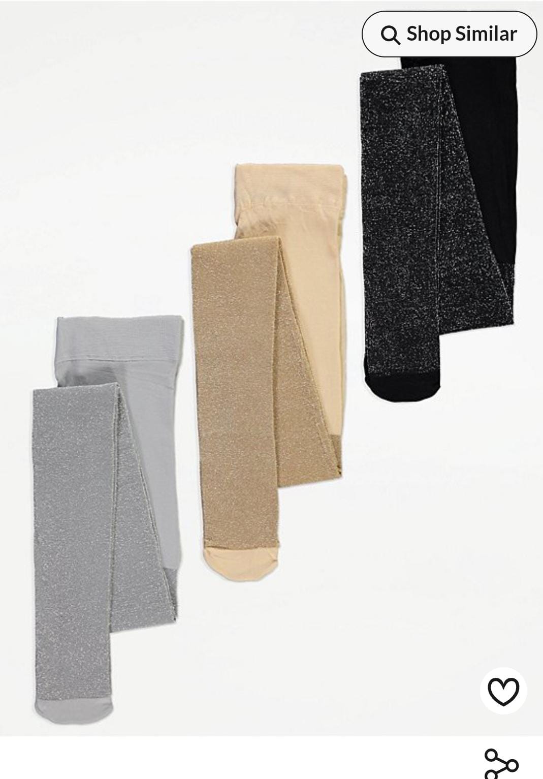George UK SPARKLE Glitter gold silver black Tights leggings 3 Pack