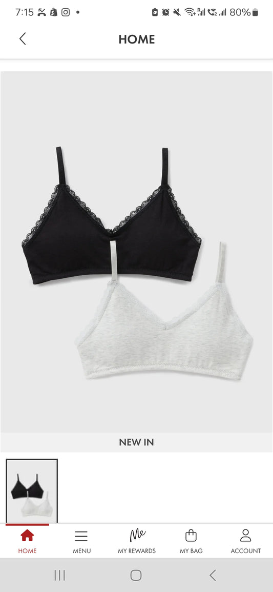 2 Pack Girls Pink Padded Crop Tops