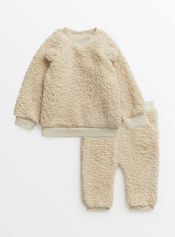Tu uk Cream Borg Bear 2 Piece Set winter