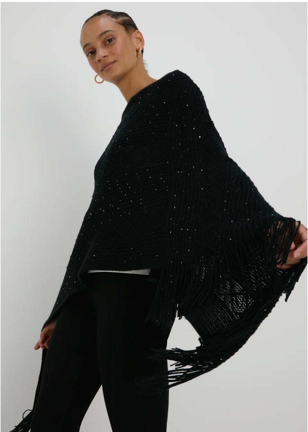 Matalan Uk Black Sequin Poncho shawl