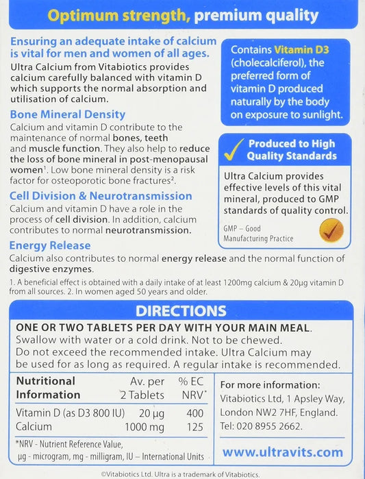 Vitabiotics uk Calcium and Vitamin D Tablets, Vitabiotics Ultra 30 tablets
