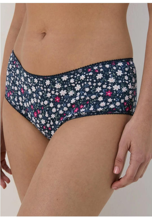4 Pack Navy Daisy Print Briefs women underwear