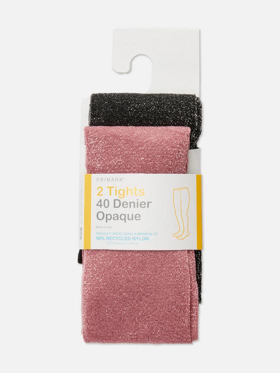 Primark UK girls glitter opaque Leggings Tights 2 pack