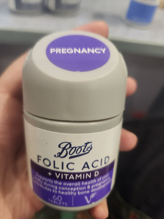 Boots Folic Acid & Vitamin D - 60 Tablets (2 Month Supply)