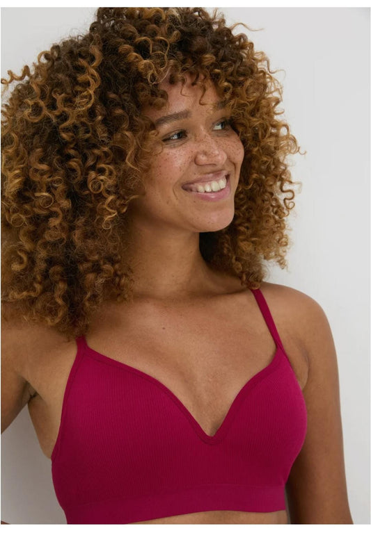 2 Pack maroon grey Seamless Moulded Bras non wired Padded