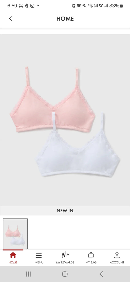 2 Pack Girls Pink Padded Crop Tops