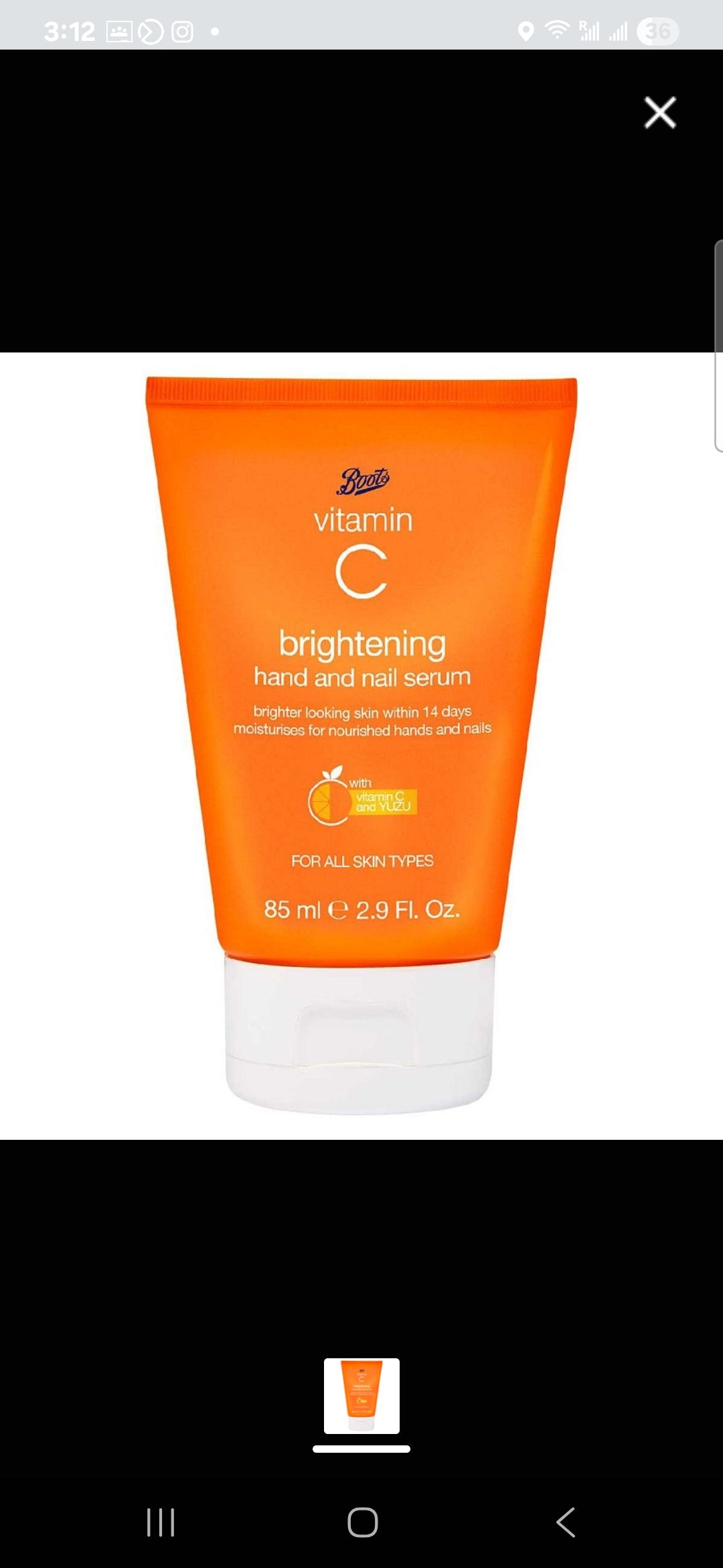 BOOTS 85ML VITAMIN C BRIGHTENING HAND & NAIL SERUM