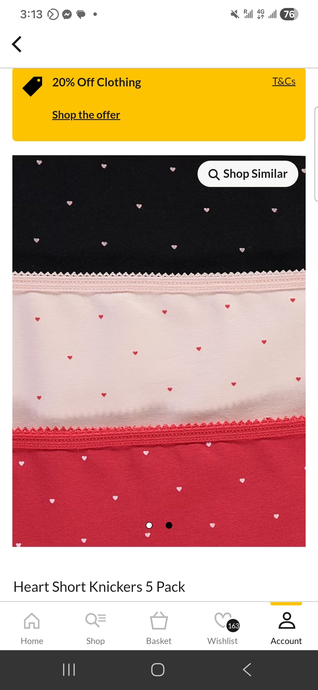 George uk short style breifs Heart Short Knickers 5 Pack underwears women size 10