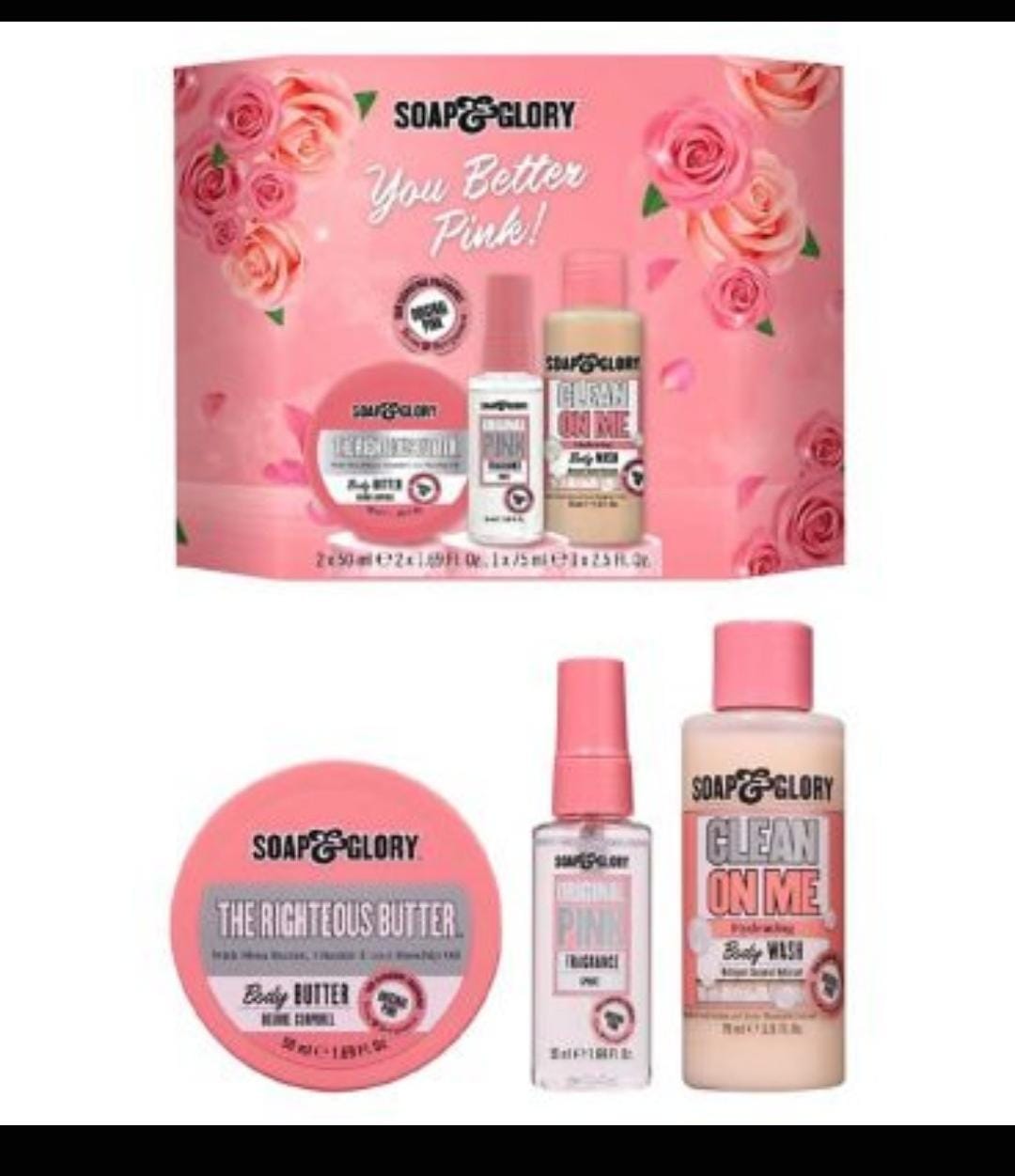 Soap and glory pink set