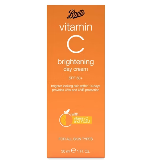 Boots Uk vitamin C brightening day cream with spf 50+