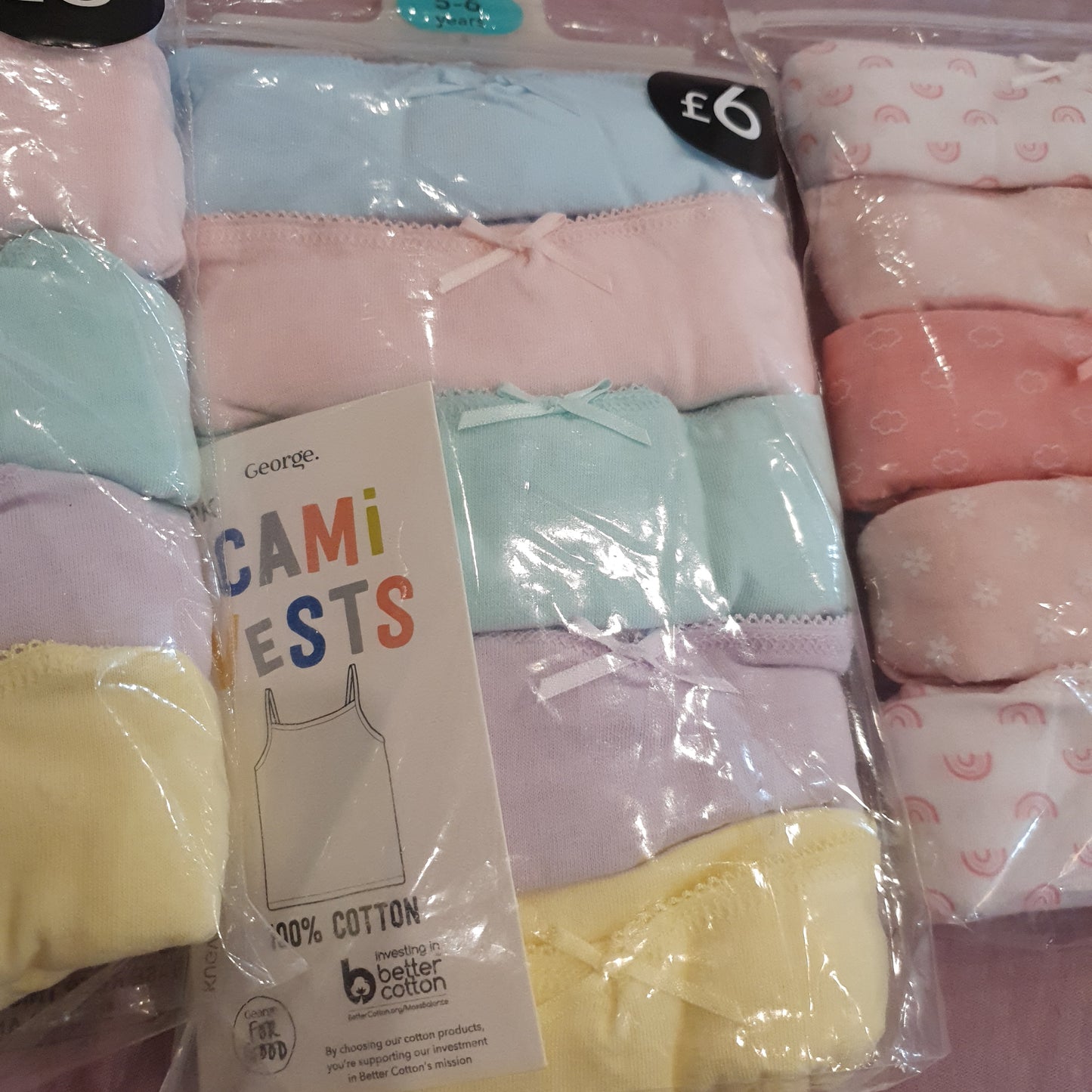 George Uk pack of 5 girls cami vests cotton