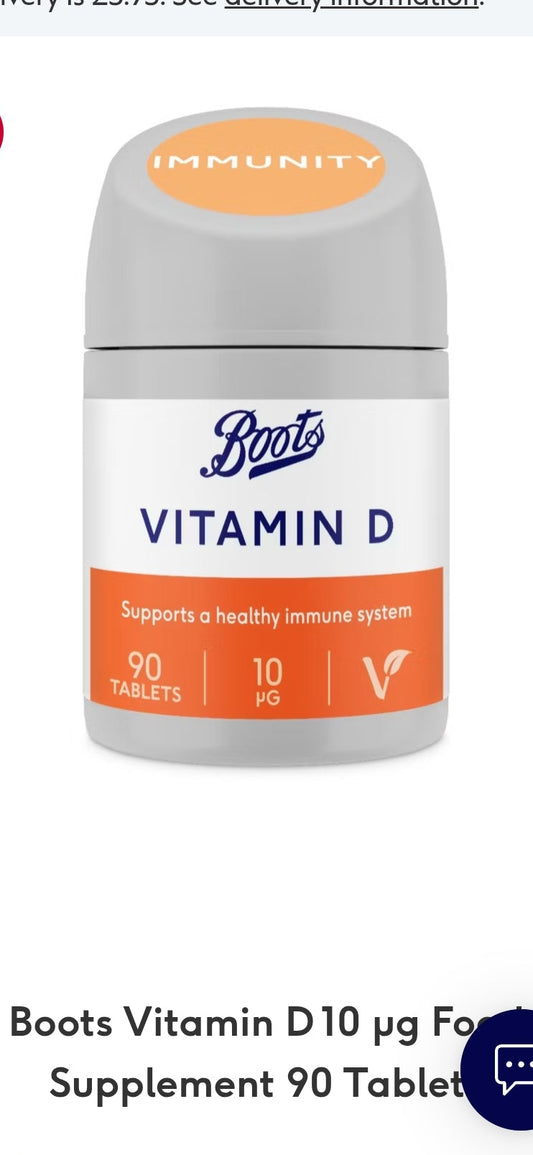 Boots Vitamin D 10 µg Food Supplement 90 Tablets