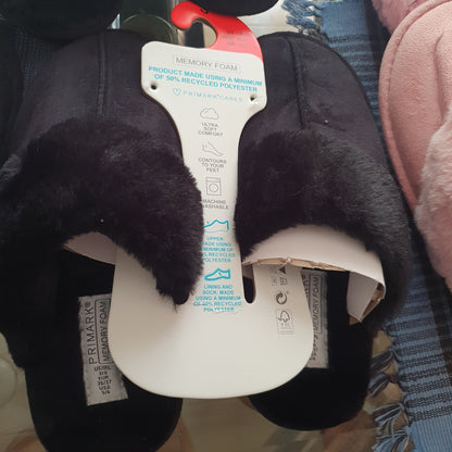 Primark women winter fluffy slippers memory foam black