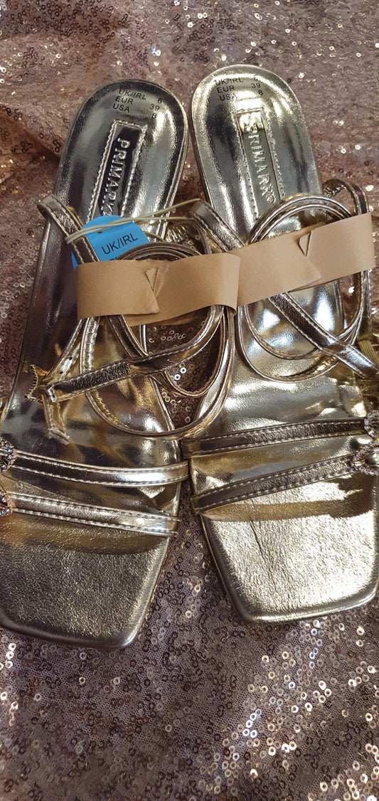 Primark women golden sandals heels shoes size 39