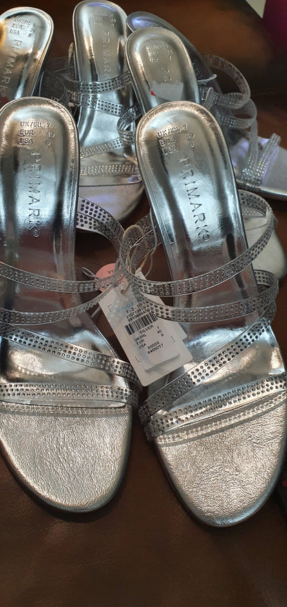 Primark women silver heels shoes