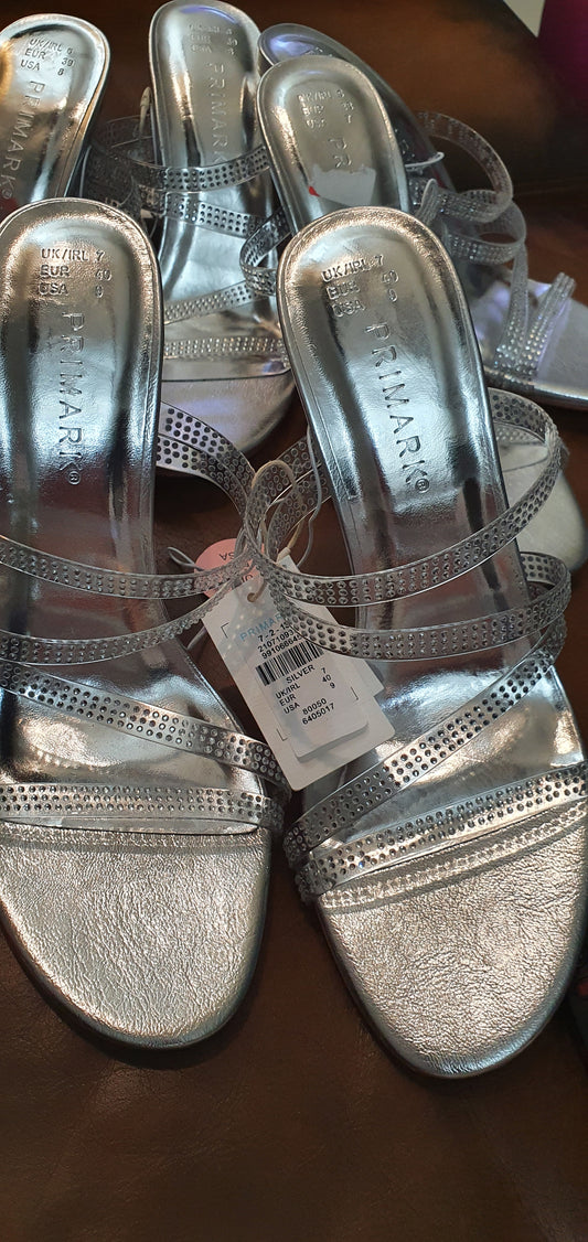 Primark women silver heels shoes