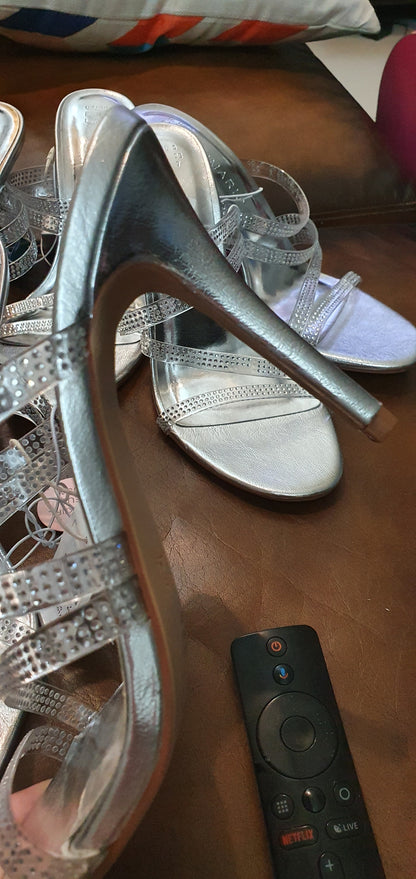 Primark women silver heels shoes