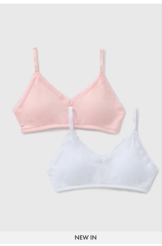 2 Pack Girls Pink Padded Crop Tops