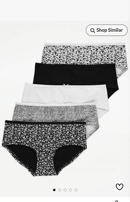 George women  Floral Picot Trim Short Briefs 5 Pack