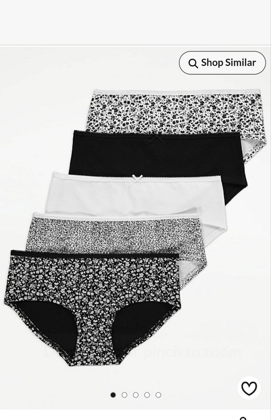 George women  Floral Picot Trim Short Briefs 5 Pack