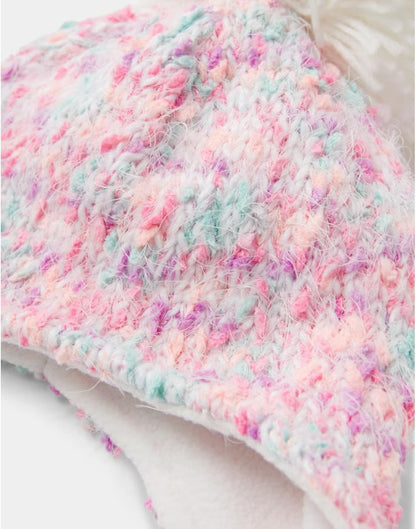 Matalan uk Pink Pom Pom Trapper Hat (3-6yrs) - Age 3 - 6 Years