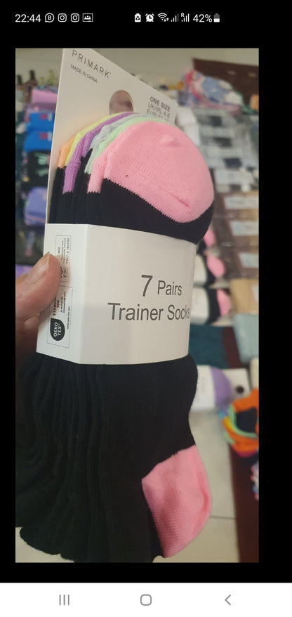 Primark ladies trainer socks 7 pairs size 37-42