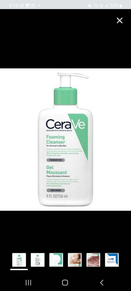 CeraVe Fragrance Free Foaming Cleanser, Normal To Oily Skin, 236ml
